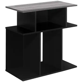 24" Gray and Black Wood Floor Shelf End Table With 6