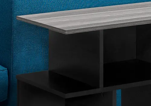 24" Gray and Black Wood Floor Shelf End Table With 6