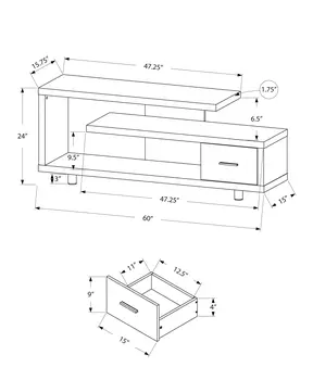 60" White Open Shelving TV Stand