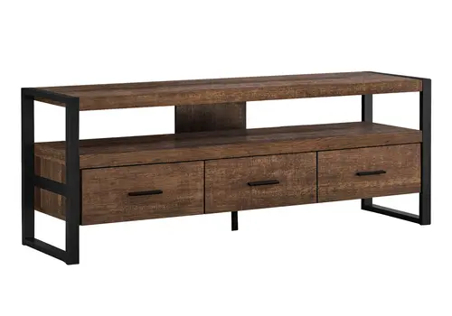 59" Brown and Black Cabinet Enclosed Storage TV Stand
