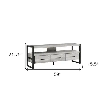 59" Black and Gray Cabinet Enclosed Storage TV Stand