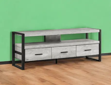 59" Black and Gray Cabinet Enclosed Storage TV Stand