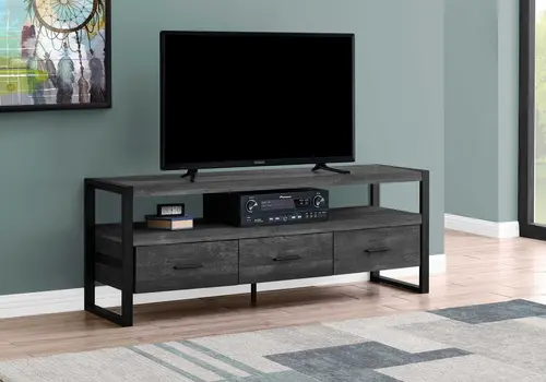 59" Black Cabinet Enclosed Storage TV Stand