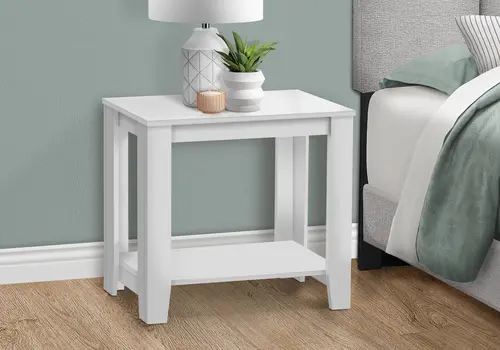 22" White Wood End Table With Shelf