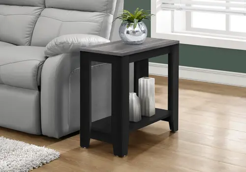 22" Black And Gray End Table With Shelf