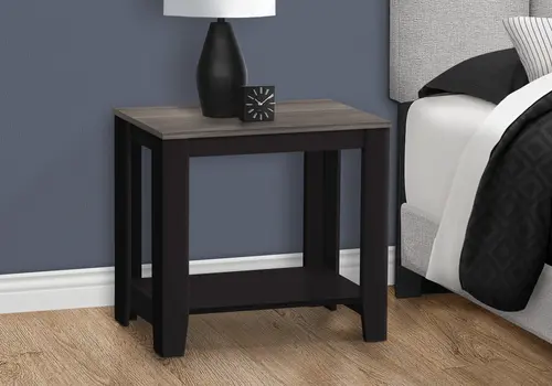 22" Black And Gray End Table With Shelf