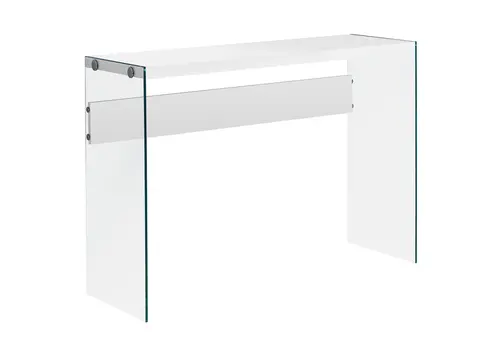 44" White and Clear Solid Console Table