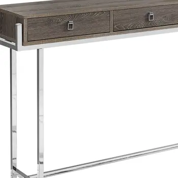 48" Taupe and Silver Console Table And Drawers