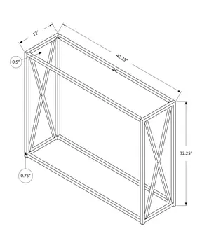42" Clear And Gold Glass Frame Console Table