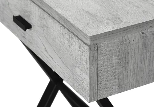 22" Black And Gray Wood And Metal End Table With Drawer