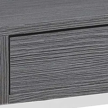 24" Silver And Gray Wood And Metal End Table With Drawer And Shelf