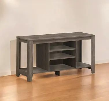 48" Taupe Wood Open Shelving TV Stand