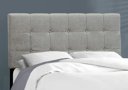 Gray Solid and Manufactured Wood Full Upholstered Linen Bed Frame