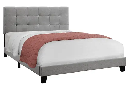 Gray Queen Tufted Upholstered Bed Frame
