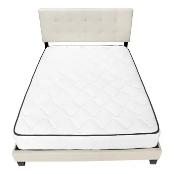 Beige Queen Upholstered Bed Frame