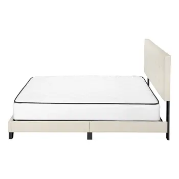 Beige Queen Upholstered Bed Frame