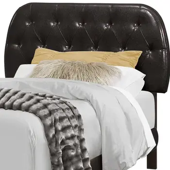 Brown Twin Tufted Upholstered Faux Leather Bed Frame