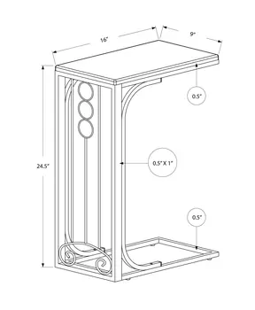 60" Gray And Black Wood And Metal End Table