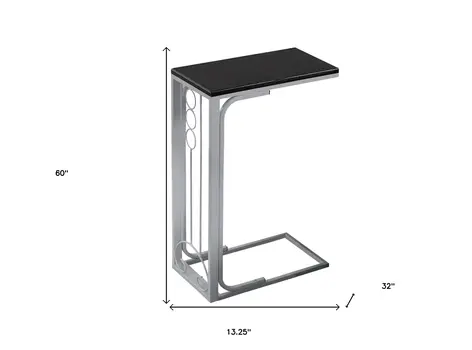 60" Gray And Black Wood And Metal End Table