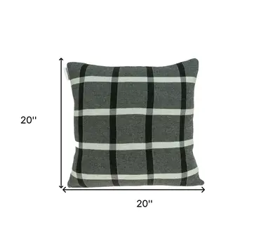 20" X 7" X 20" Transitional Gray Pillow Cover With Poly Insert