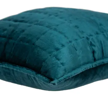 20" X 7" X 20" Transitional Teal Solid Quilted Pillow Cover With Poly Insert