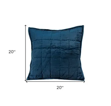 20" X 7" X 20" Transitional Navy Blue Quilted Pillow Cover With Poly Insert