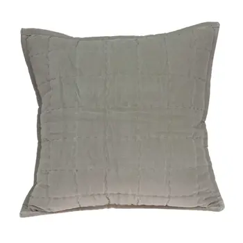 20" X 7" X 20" Transitional Gray Solid Quilted Pillow Cover With Poly Insert