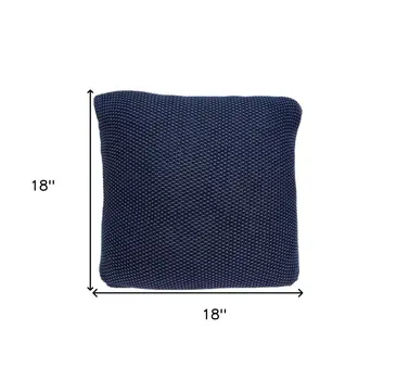 18" X 5" X 18" Transitional Blue Pillow Cover With Poly Insert