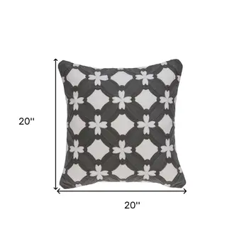 20" X 7" X 20" Transitional Gray And White Pillow Cover With Poly Insert