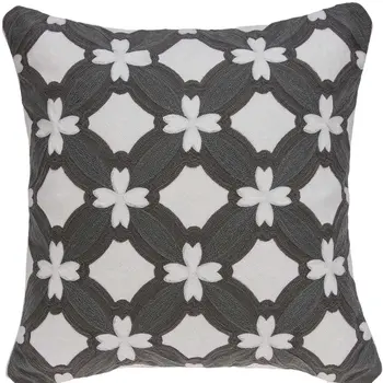 20" X 7" X 20" Transitional Gray And White Pillow Cover With Poly Insert