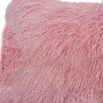 15" X 25" Pink Lambswool Down Lumbar Throw Pillow