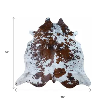5' X 6' Brown And White Cowhide Handmade Area Rug