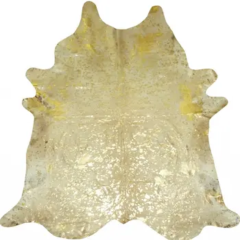 5' X 6' Gold Cowhide Handmade Area Rug