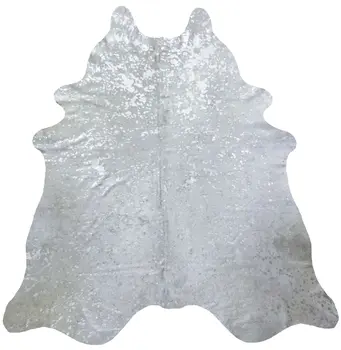 5' X 6' Silver Cowhide Handmade Area Rug