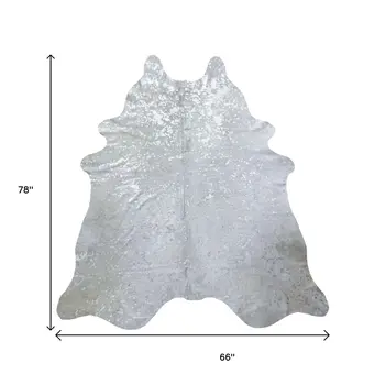 5' X 6' Silver Cowhide Handmade Area Rug