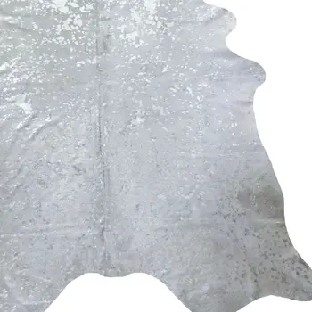 5' X 6' Silver Cowhide Handmade Area Rug