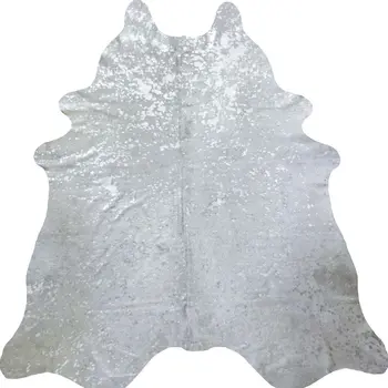 5' X 6' Silver Cowhide Handmade Area Rug