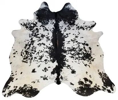 5' X 6' Black And White Cowhide Handmade Area Rug