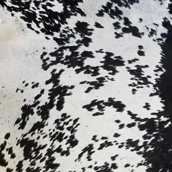 5' X 6' Black And White Cowhide Handmade Area Rug