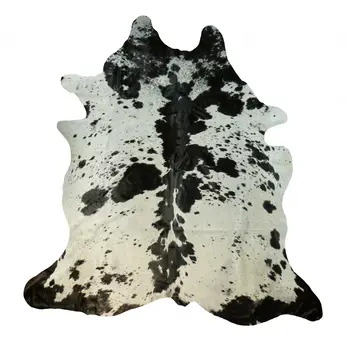 6' X 7' Black And White Cowhide Handmade Area Rug