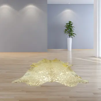 6' X 7' Gold Cowhide Handmade Area Rug
