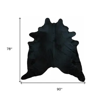 6' X 7' Black Cowhide Handmade Area Rug