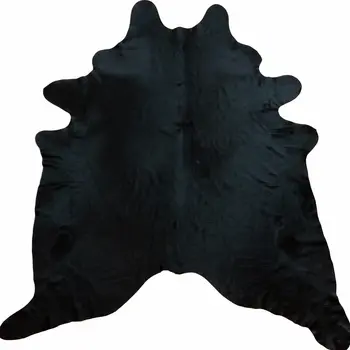 6' X 7' Black Cowhide Handmade Area Rug
