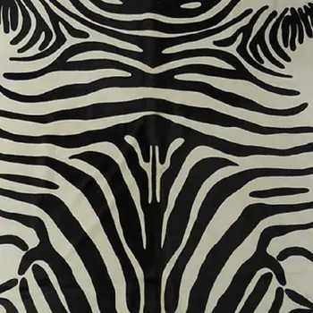 6' X 7' Black And White Cowhide Handmade Area Rug