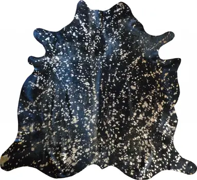 6' X 7' Gold And Black Cowhide Handmade Area Rug