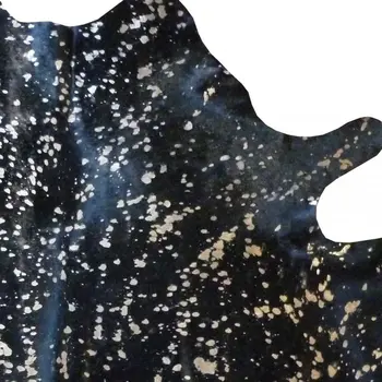 6' X 7' Gold And Black Cowhide Handmade Area Rug