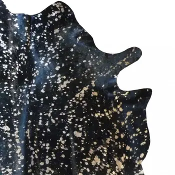 6' X 7' Gold And Black Cowhide Handmade Area Rug