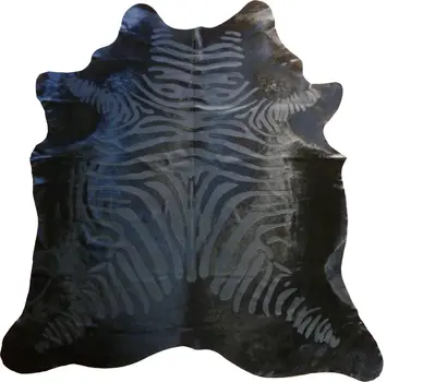 6' X 7' Black Cowhide Handmade Area Rug