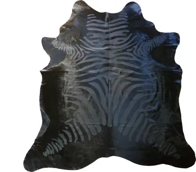 6' X 7' Black Cowhide Handmade Area Rug