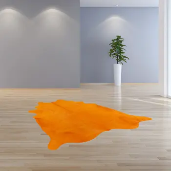 6' X 7' Orange Cowhide Handmade Area Rug